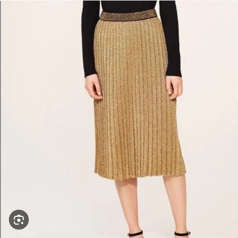Tory Burch sold out gold & black knit lurex pleated midi skirt - worn only once!